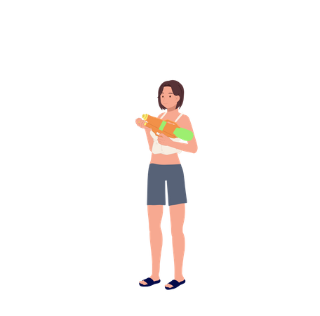 Female doing songkran celebration  Illustration