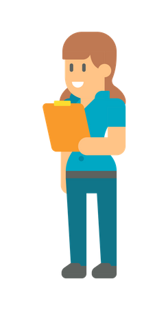 Female employee holding file  Illustration