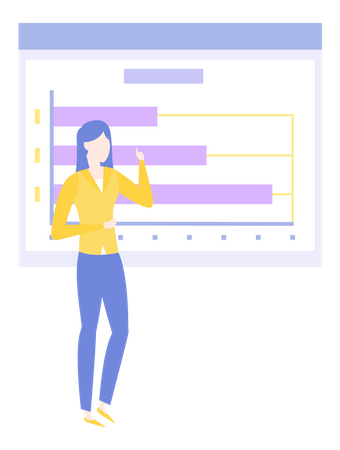 Female employees presenting data analysis  일러스트레이션