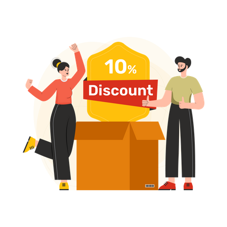 Female Exploring discount offers  Illustration