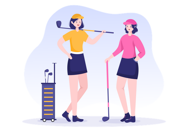 Female Friends Golf kit  Illustration