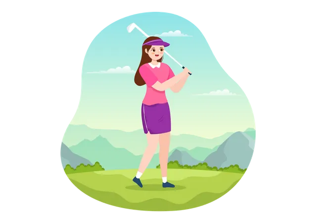 Female golf player  イラスト