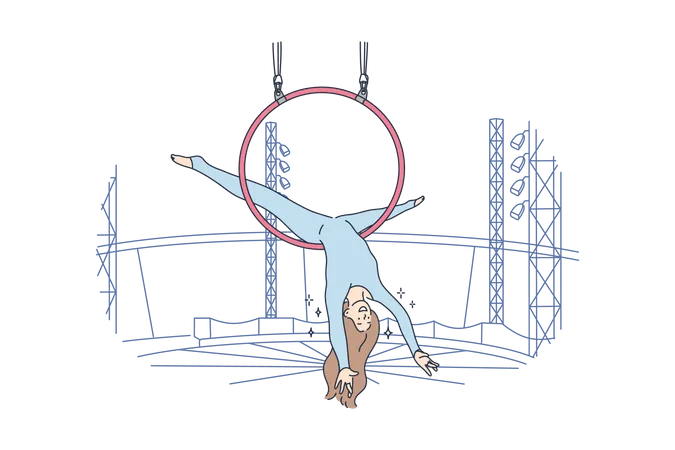 Female gymnast doing performance at circus show  Illustration