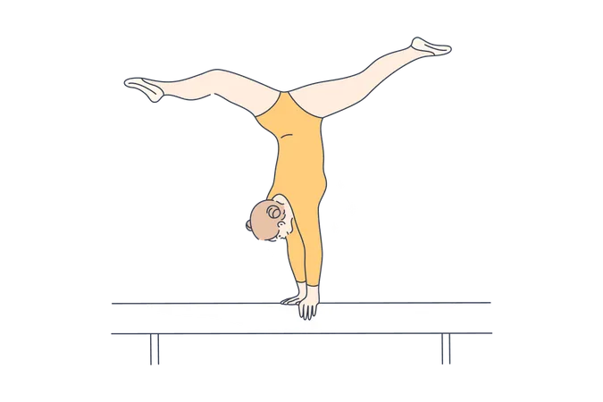 Female gymnast on Balance Beam  Illustration