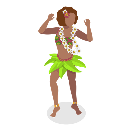 Female hawaiian dancer doing traditional dance  Illustration