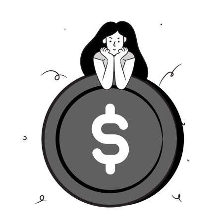 Female investor thinking something  Illustration