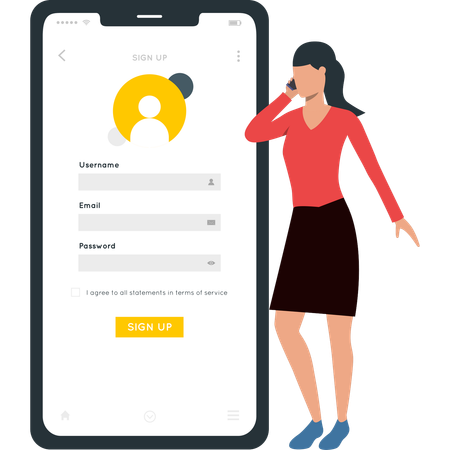 Female is registering account  Illustration