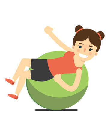 Female Kid Exercise With Gymnastic Ball  Illustration