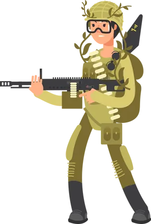 Female Military Soldier with riffle  Illustration