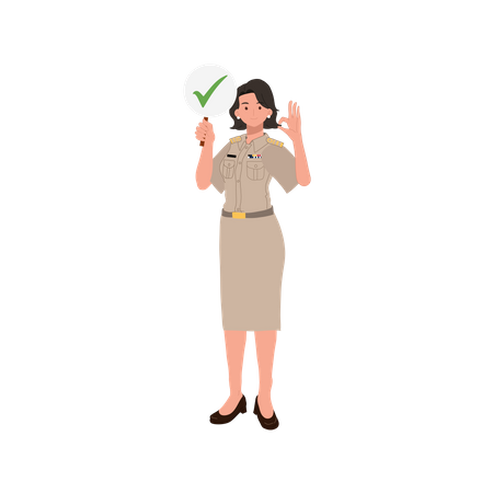 Female officer giving approval  Illustration