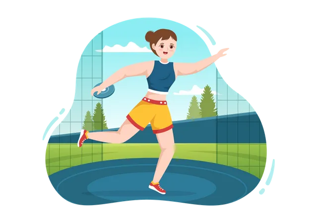 Female playing Discus Throw  일러스트레이션