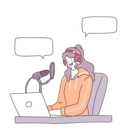 Female Podcaster  Illustration