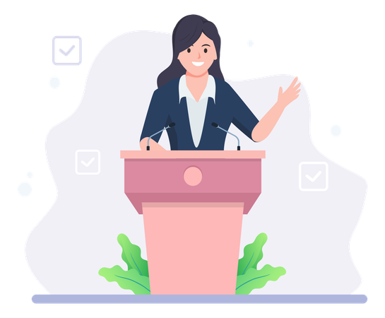 Female political candidate giving speech  Illustration