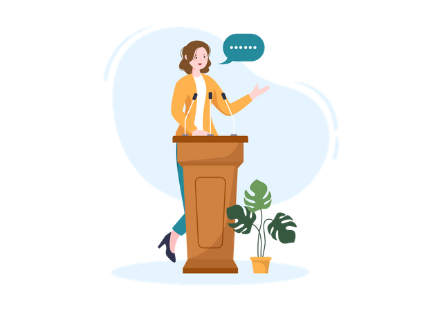 Female Politician giving speech  Illustration