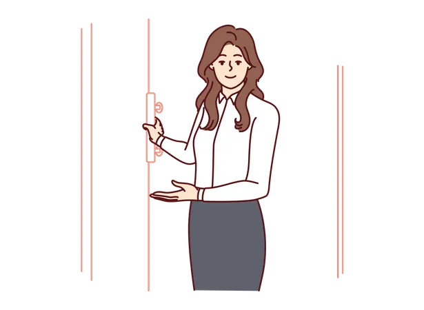 Female real estate seller presenting house  Illustration