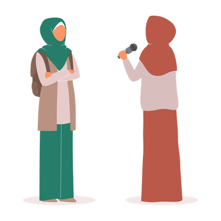 Female reporter interview muslim woman  Illustration