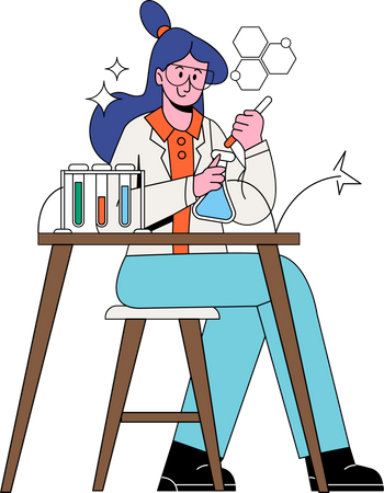 Female Scientist doing research  イラスト