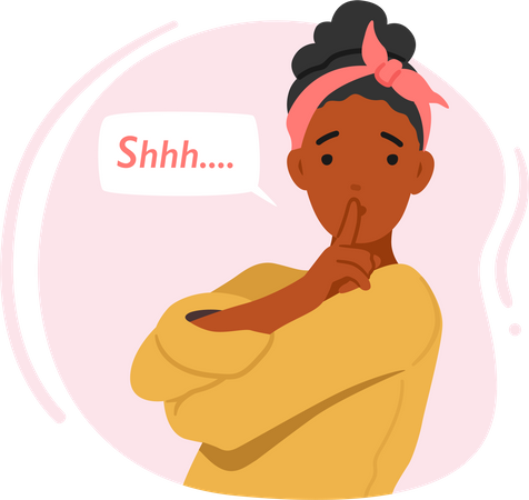 Female Showcasing Gesture Of Silence  Illustration