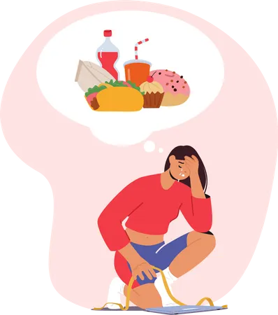 Female Struggling With Anorexia  Illustration