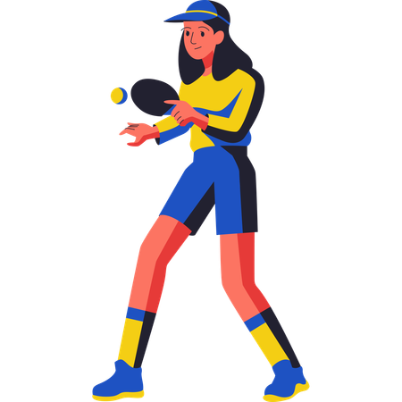 Female Table Tennis Player Hitting Ball  Illustration