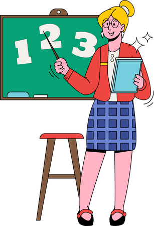 Female Teacher teaching  イラスト