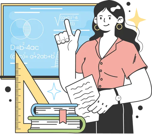 Female teacher teaching maths  Illustration