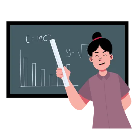 Female Teacher teaching physics  Illustration