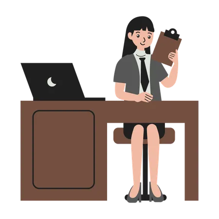 Female worker checking documents  Illustration