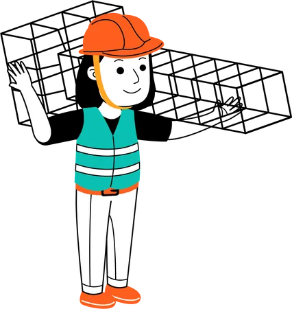 Female worker doing construction work  Illustration