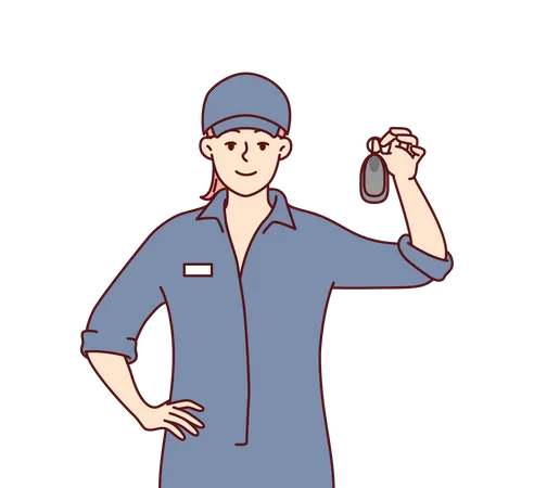 Female worker finding earrings  Illustration