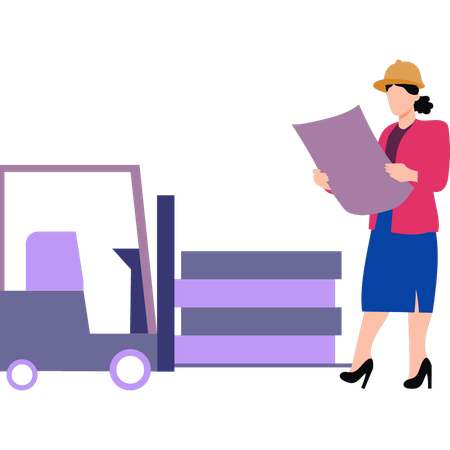 Female worker looking at design  Illustration