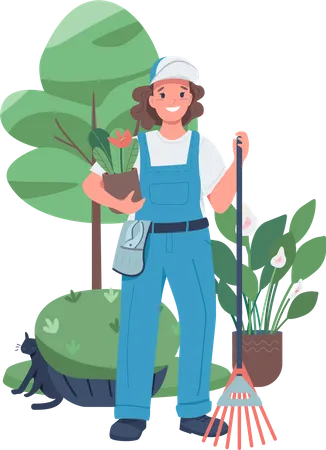 Female working in a garden  Illustration