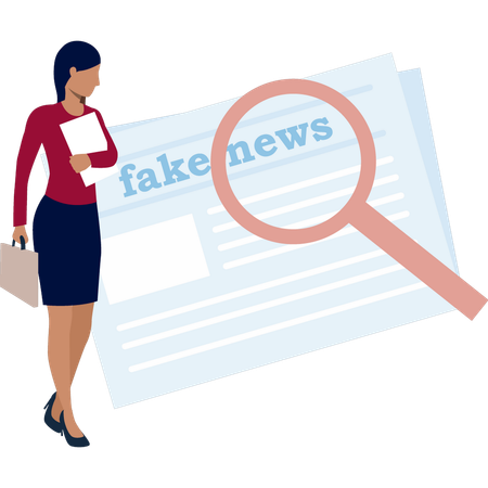 Female working on fake news  Illustration