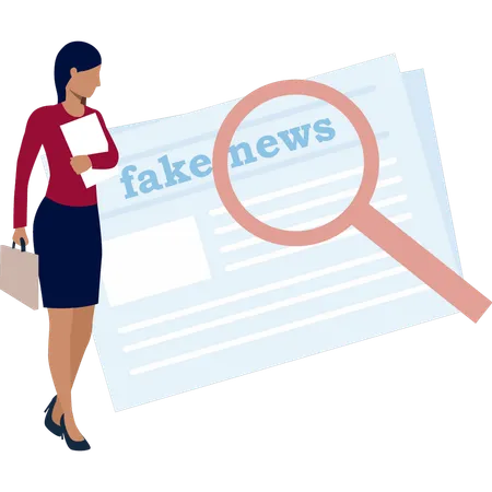 Female working on fake news  Illustration