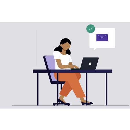 Female working on the laptop  Illustration