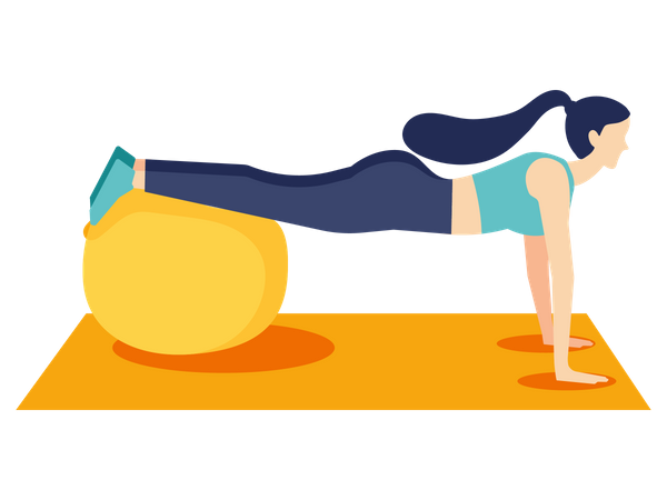 Female workout on gym ball  Illustration