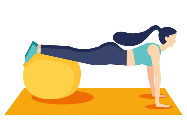 Female workout on gym ball  Illustration