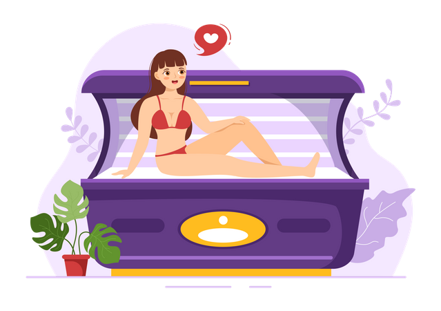 Femme aime la procédure de bronzage  Illustration