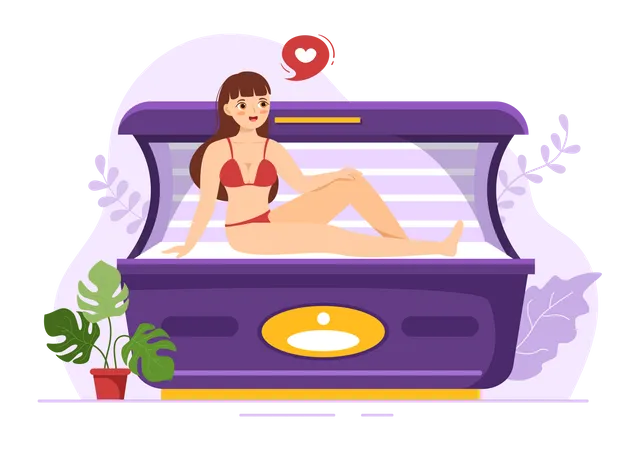 Femme aime la procédure de bronzage  Illustration