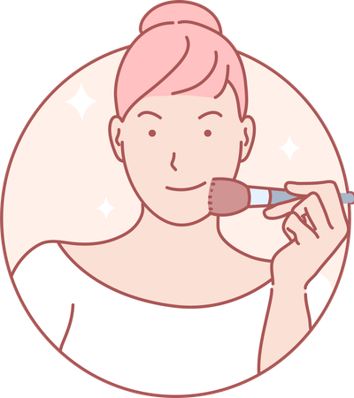 Femme appliquant le maquillage sur le visage  Illustration