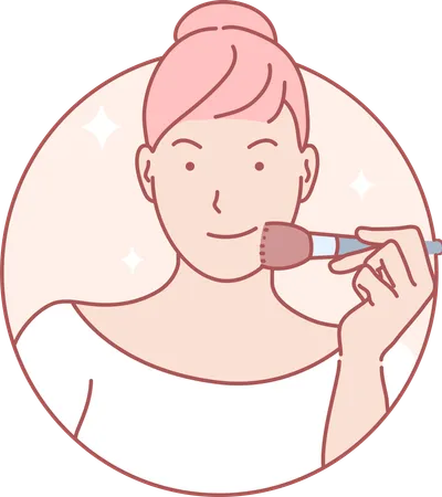 Femme appliquant le maquillage sur le visage  Illustration