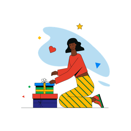 Femme avec cadeau de saint valentin  Illustration