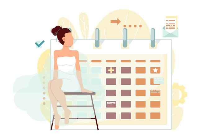 Femme avec horaire de sauna  Illustration