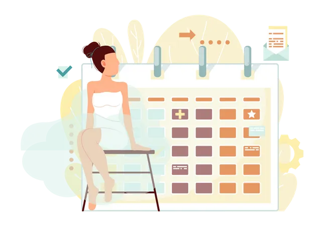 Femme avec horaire de sauna  Illustration