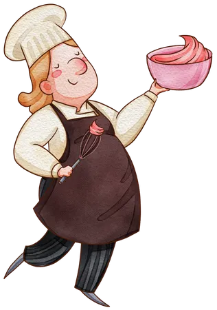 Femme chef cuisinier  Illustration