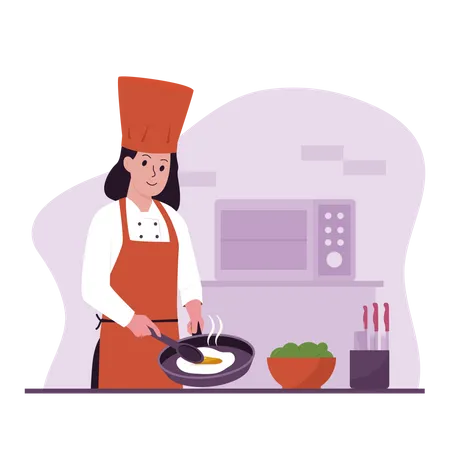 Femme chef cuisinier  Illustration