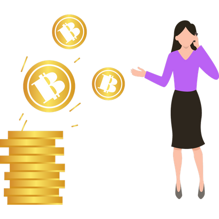 Femme d'affaires investissant dans Bitcoin  Illustration