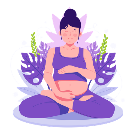 Femme enceinte, faire du yoga  Illustration