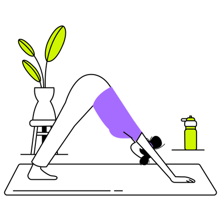 Femme faisant du yoga sur un tapis de yoga  Illustration