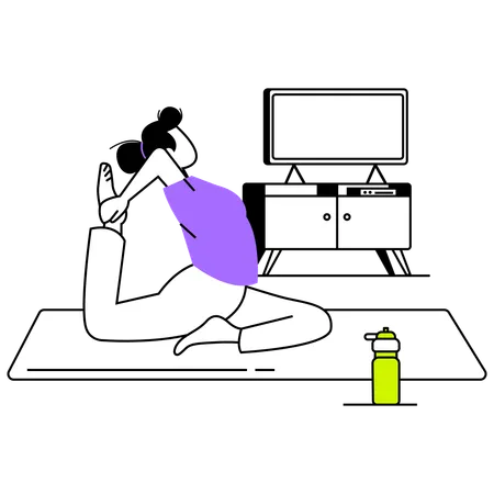 Femme faisant du yoga tôt le matin  Illustration